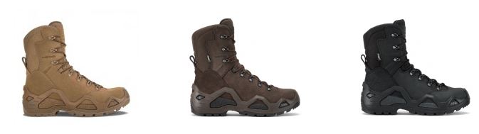 LOWA Z8-N Military Boots in Coyote OP, Brown, and Black 
